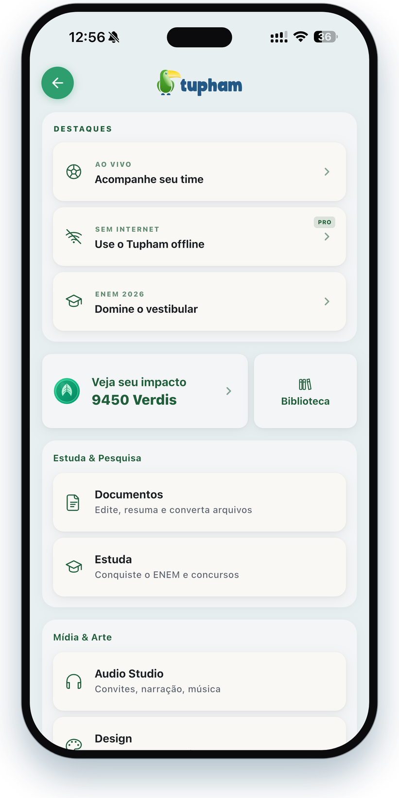 Hub de habilidades do Tupham